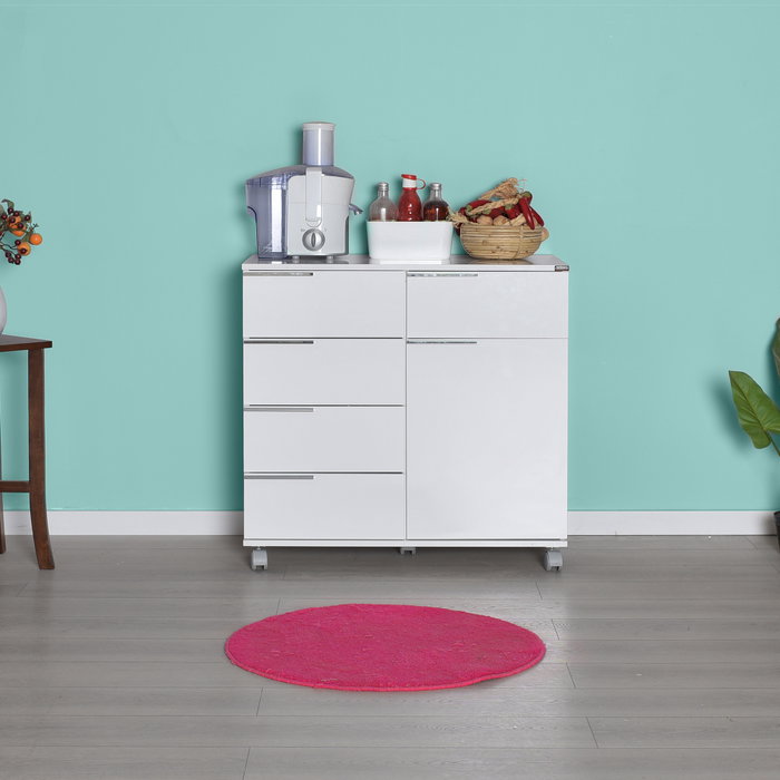 Hanah Home Armario Multiusos Blanco con 5 Cajones Hanah Home Armario Multiusos Blanco con 5 Cajones